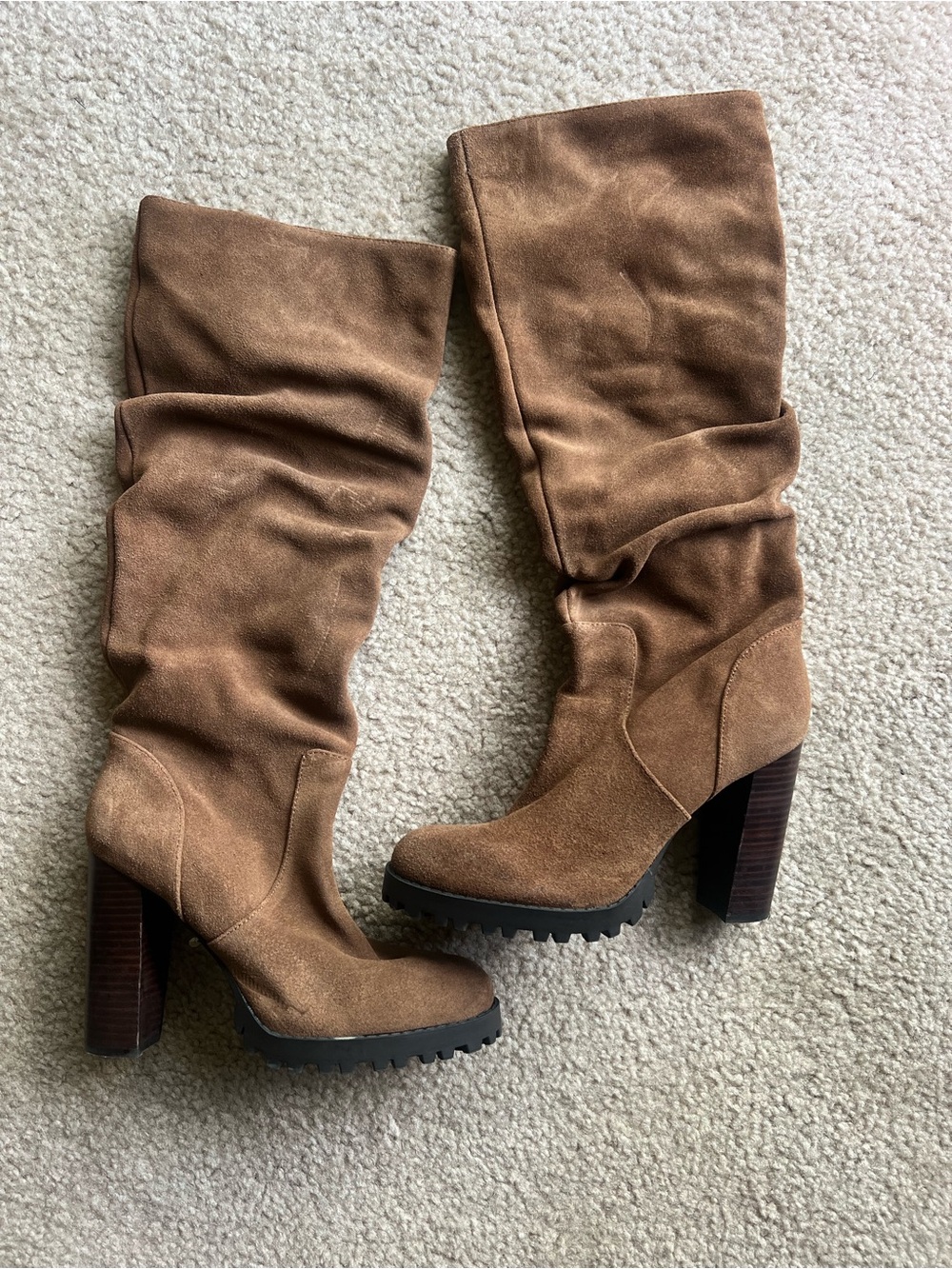 Aldo Tan Suede Slouchy High Heel Boots - Size 7.5 - Very Good